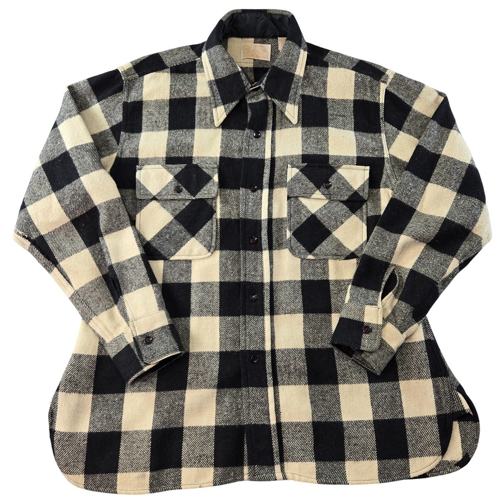 Vintage Kings Road Shop Shirt Mens L Black Plaid Long Sleeve Button Up 70s